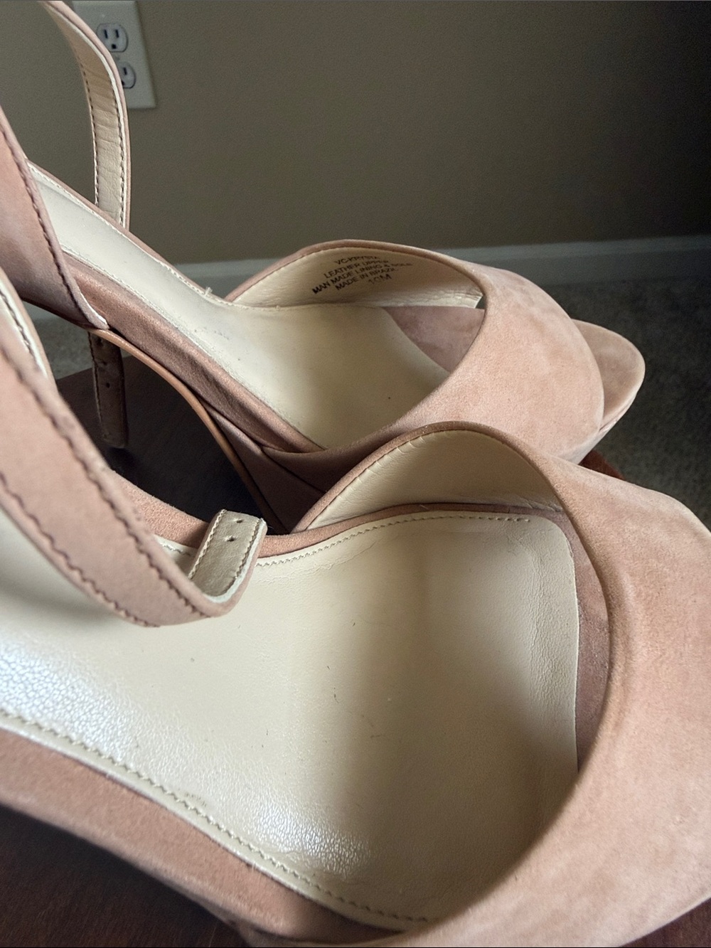 Vince Camuto Blush Suede Block Heel Slingback Sandals - Picture 6 of 6